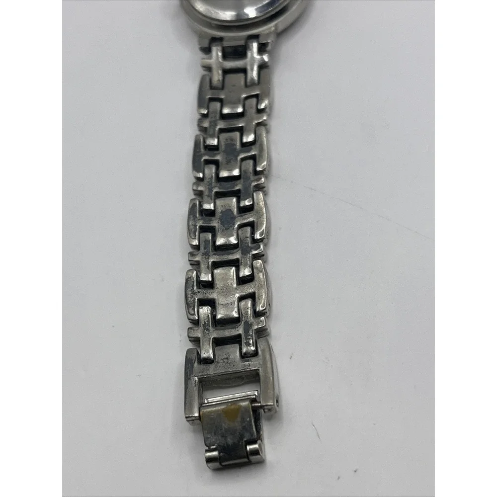 Polini‎ Women's Quartz Watch Silver Tone Band Black Dial- New Battery